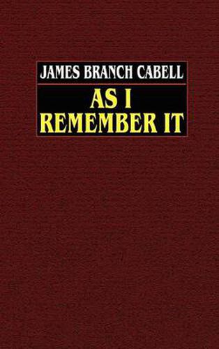 Cover image for As I Remember it