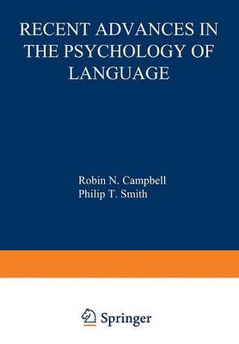 Cover image for Recent Advances in the Psychology of Language: Formal and Experimental Approaches