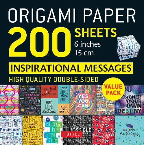 Cover image for Origami Paper 200 sheets Inspirational Messages 6 inch (15 cm)