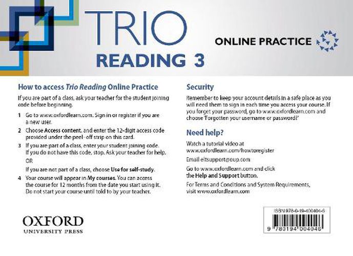 Cover image for Trio Reading: Level 3: Online Practice Student Access Card