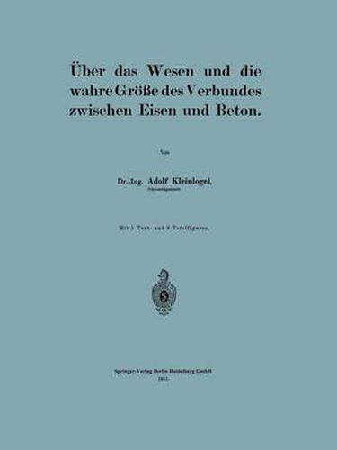Cover image for UEber Das Wesen Und Die Wahre Groesse Des Verbundes Zwischen Eisen Und Beton