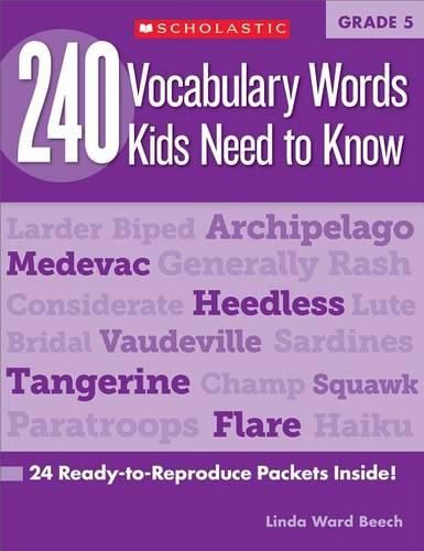 Cover image for 240 Vocabulary Words Kids Need to Know: Grade 5: 24 Ready-To-Reproduce Packets Inside!