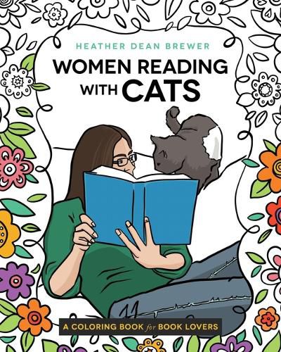 Cover image for Women Reading with Cats Coloring & Activity Book
