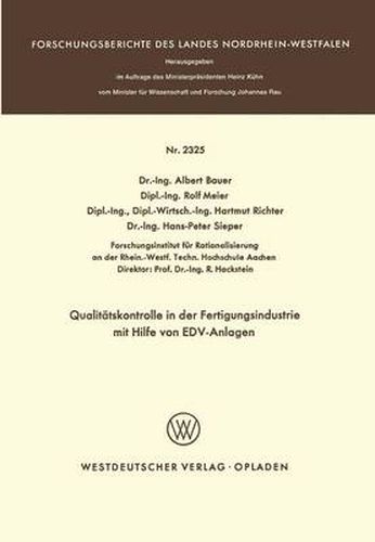 Cover image for Qualitatskontrolle in Der Fertigungsindustrie Mit Hilfe Von Edv-Anlagen