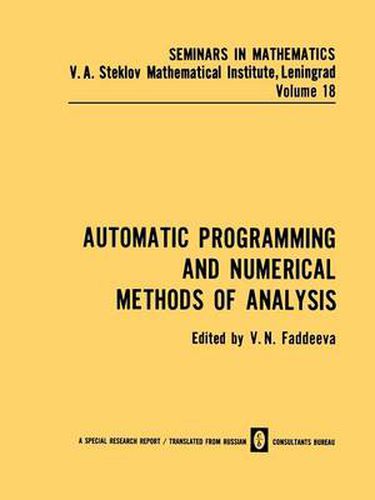 Cover image for Automatic Programming and Numerical Methods of Analysis