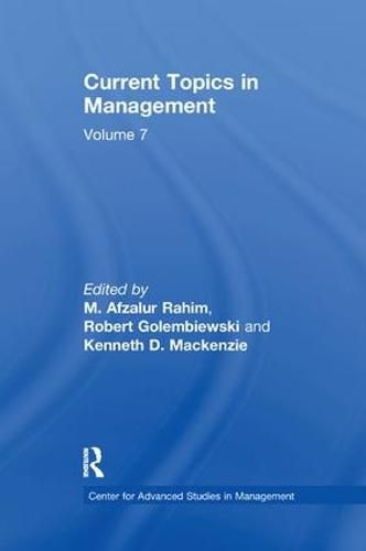 Cover image for Current Topics in Management: Volume 7